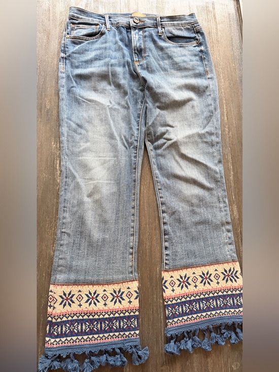 DRIFTWOOD Denim - DRIFTWOOD Blue Denim Wide-Leg Jeans with Embroidered Hem and tassels